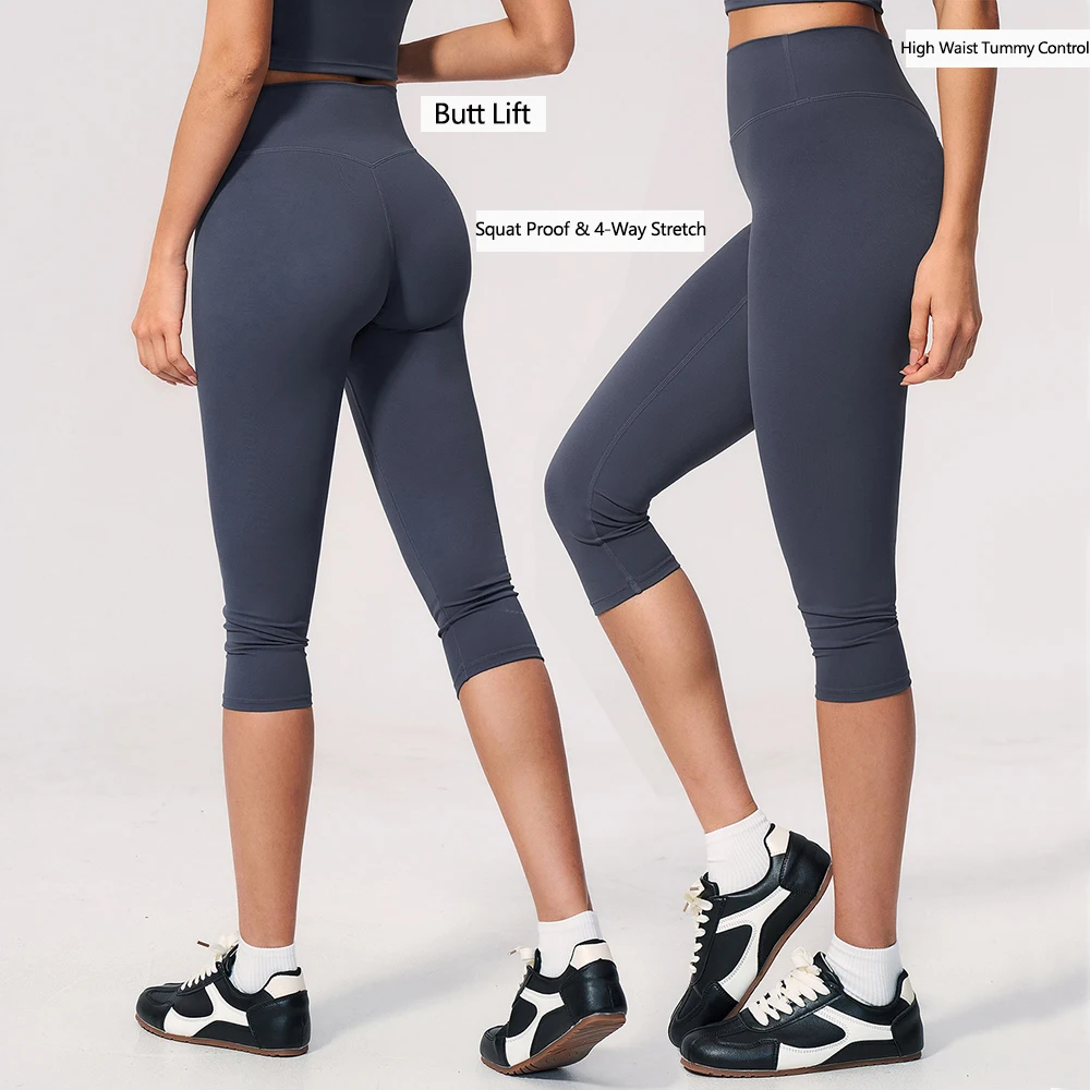 Women's High Waist Yoga Capri Pants Butt Lift Leggings Squat Proof Tummy Control Workout Sports Breathable Running Summer Tights