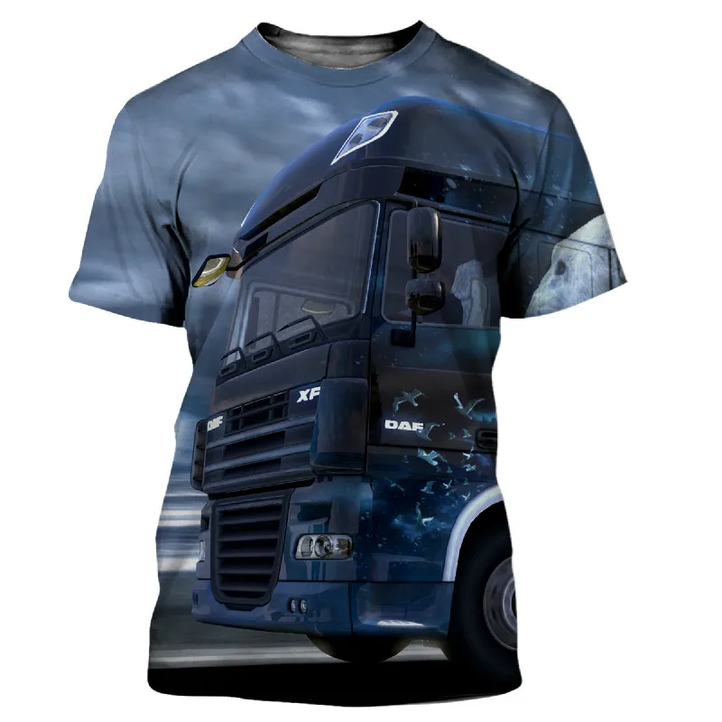 Men\'s Summer New 3D Printing T-shirt Street Heavy Truck Fashion Comfortable Casual Short-sleeved Handsome Personality Clothing