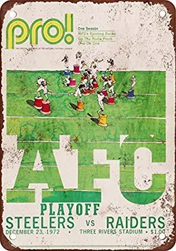 Laquaud Great Tin Sign Aluminum Metal Sign 1972 Immaculate Reception Steelers Vintage Look 8x12 Inch