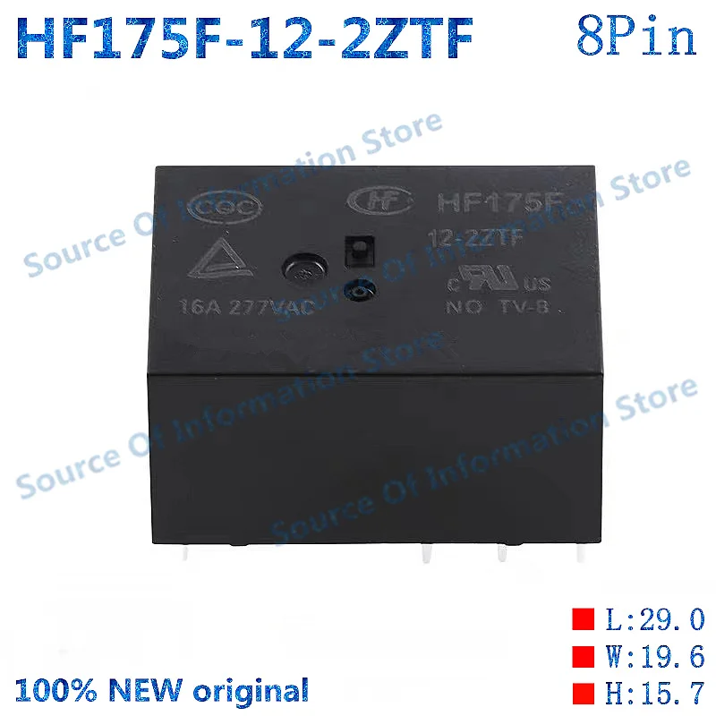 

5PCS HF175F-12-2ZTF 8Pin 16A 277VAC Small Power DC Relay 100% New original