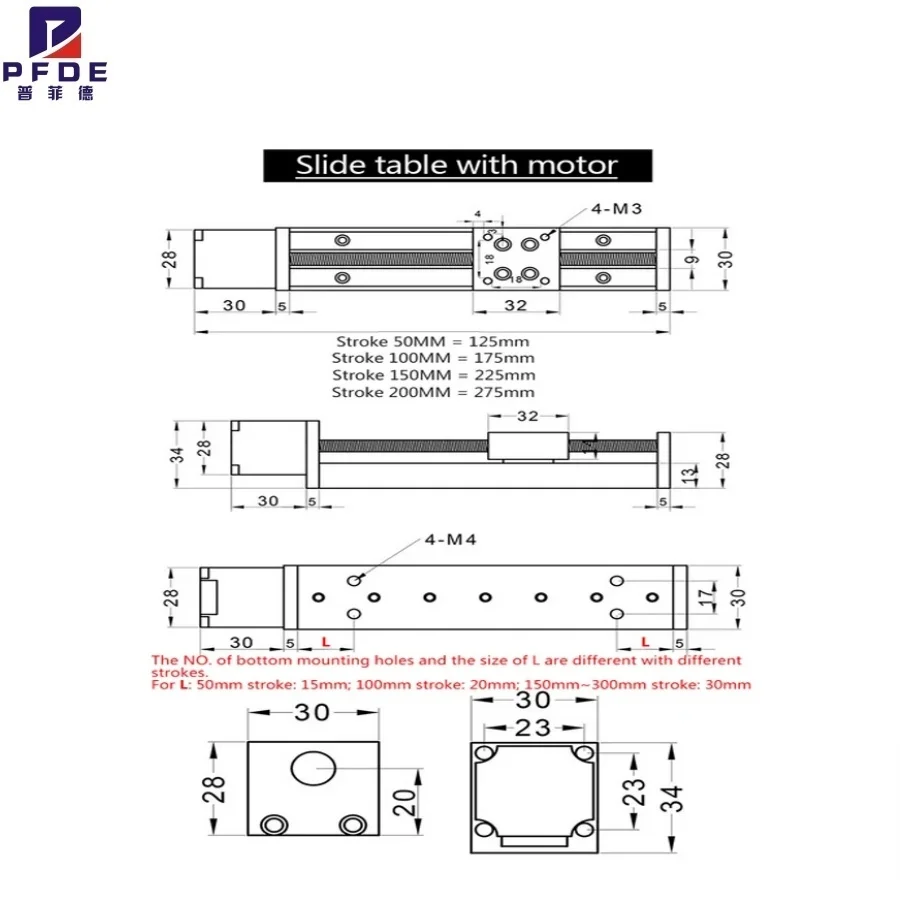 Mini Slide Table Linear Stage Actuator with NEMA11 Stepper Motor for DIY CNC Router Milling Machine 10mm to 300mm Linear Rails