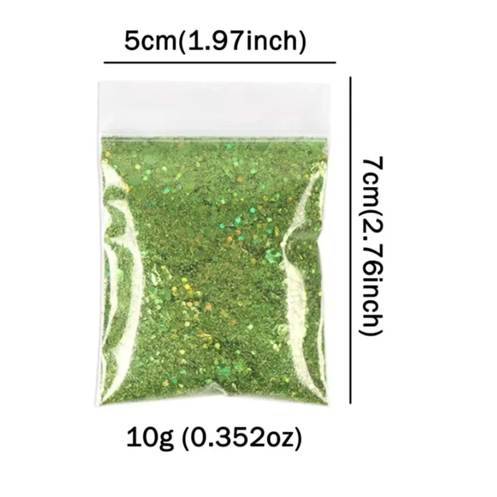 1 sacchetto 10G argento olografico grosso Glitter polvere mista forma esagonale paillettes per smalto Gel resina epossidica accessori fai da te