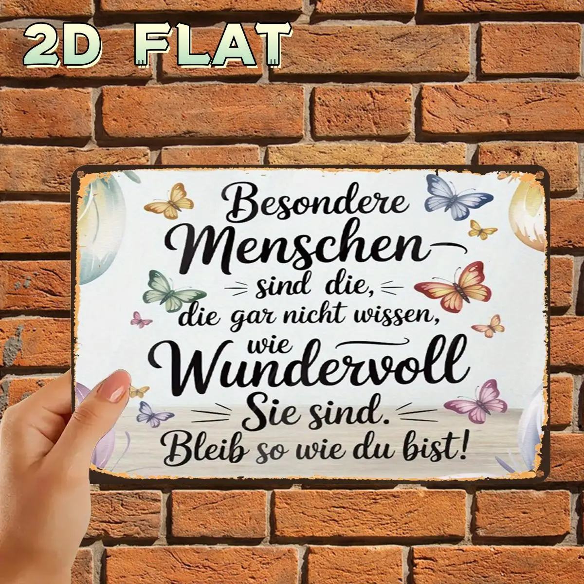 Retro VintageButterfly Quote Metal SignMetal aluminum Sign, Pre-Drilled Holes, Suitable for Indoor, Garden,Outdoor