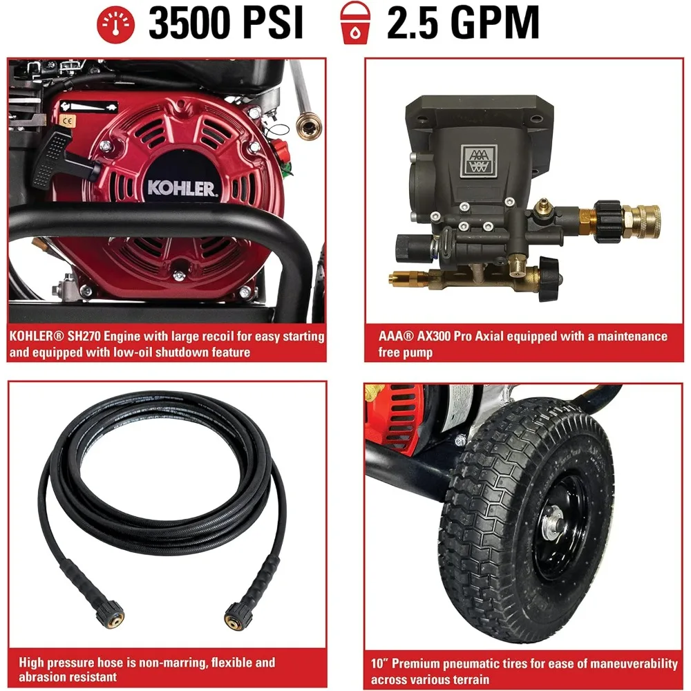 Cleaning CM61118-S Clean Machine 3500 PSI Gas Pressure Washer, 2.5 GPM, KOHLER SH270 Engine, includes 15-Inch Surface Cleaner