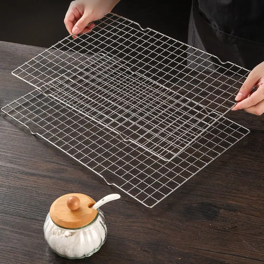 

Rectangular Baking Cooling Rack Grid Design Silver Food Drying Rack Heat Resistant High Feet BBQ Cooling Rack Biscuits