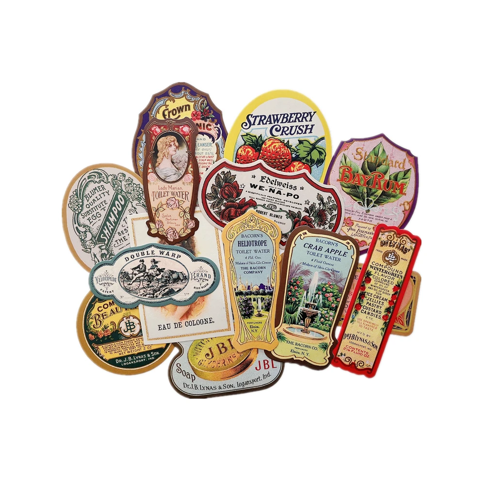 Junkjournal Retro Gorgeous Logo Sticker DIY Scrapbook Travel Diary Glass Bottle Decoration Material Paper