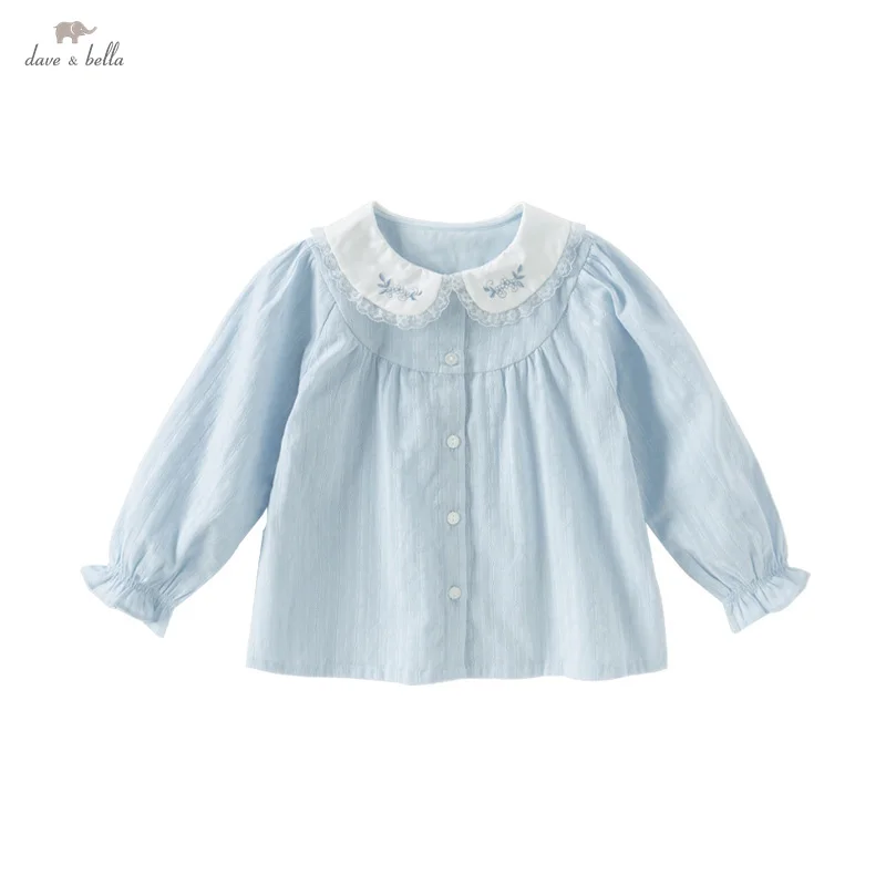 Dave Bella Children's Shirt Clothing 2025 Spring New Girls' Baby Blouse Gentle Cute Doll Collar Pure Cotton Blouse Top DB1250890