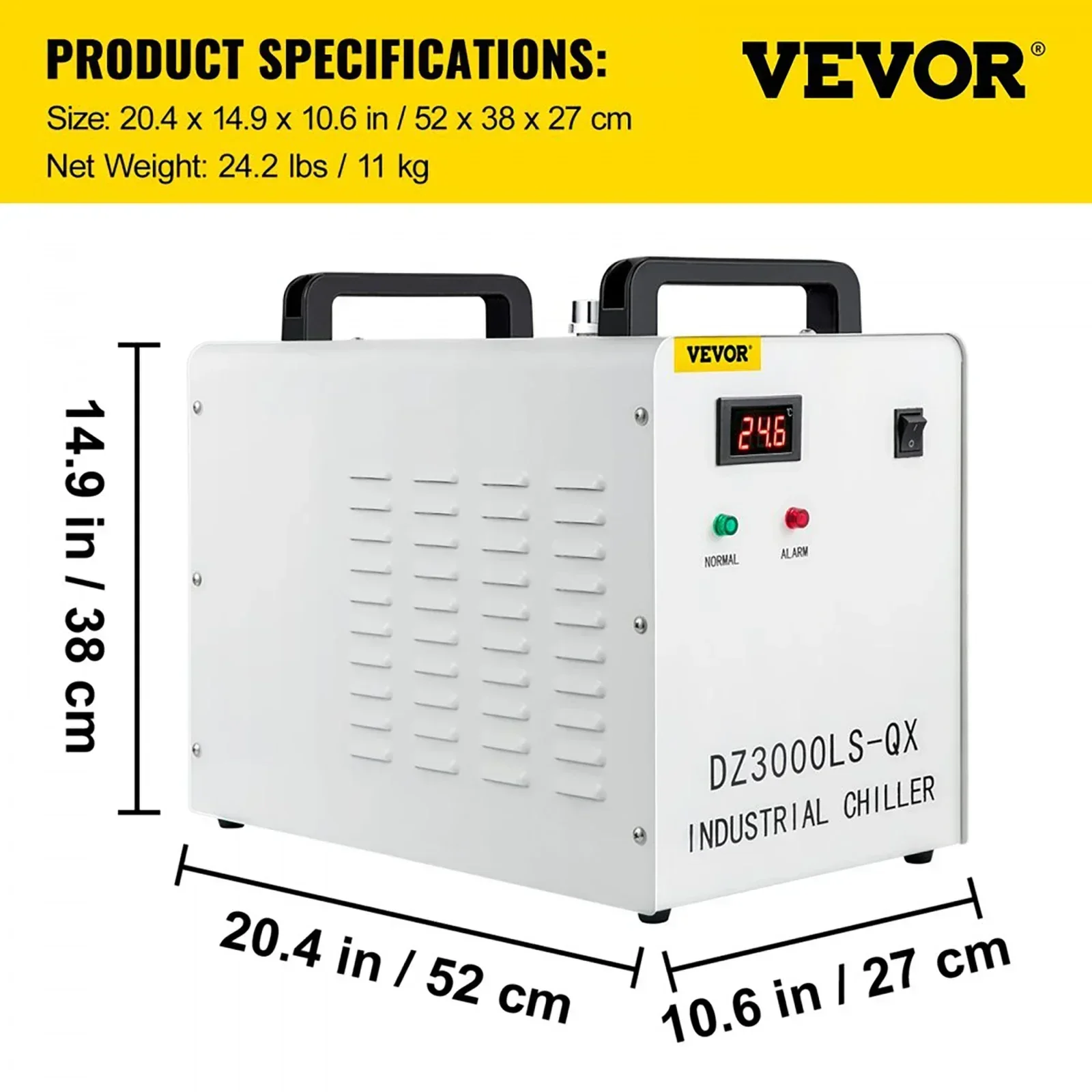VEVOR-máquina de grabado láser de CW-3000, Enfriador de agua Industrial por termólisis, 60W/80W, tubo de vidrio CO2, refrigeración de husillo CNC