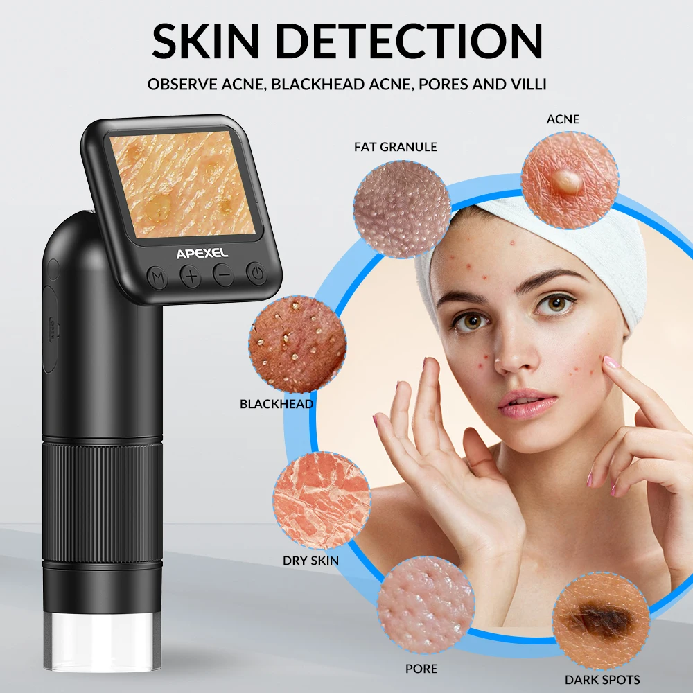 

APEXEL 400X-800X Handheld Microscope Digital Hair Follicle Scalp Skin Analyzer Detection Magnifying Microscope HD with Screen