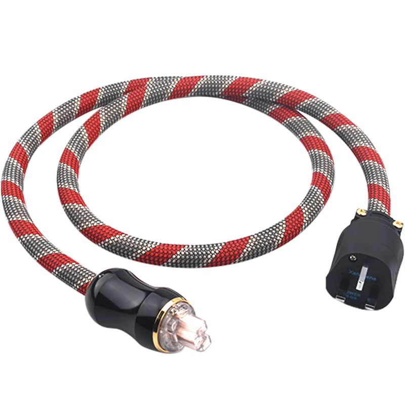 GREYKNIGHT HiFi Audio AC Power Cable Crystal Copper OCC Cores with UK Plug Cord