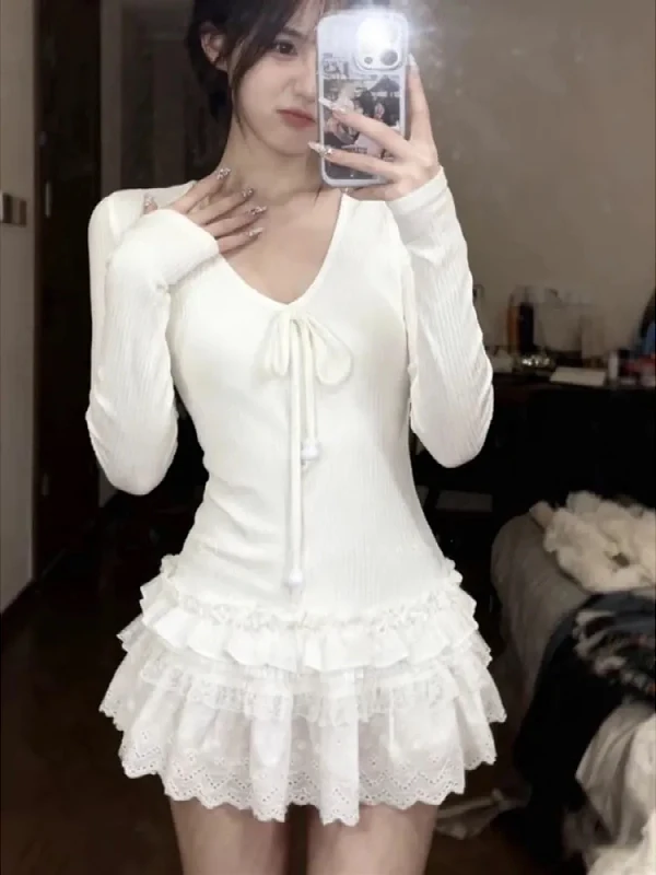 

plus Size Women's Long Sve Lace V-Ne T-irt Ballet Sle Layering Slimming Base irt Top for Autumn Winter