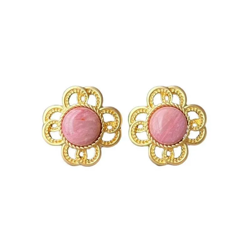 Original vintage Flower earings stud Exquisite Oil Painting Style Romantic Pink earrings for women Banquet Wedding Jewelry Gifts image 6