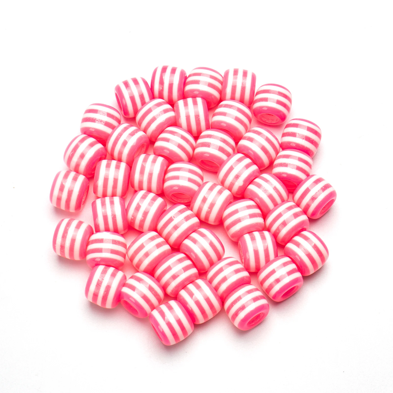 10 Pcs Pink Round Pony Beads - Large Hole Hair Beads for Friendship Bracelet Making Kit for DIY Jewelry Making