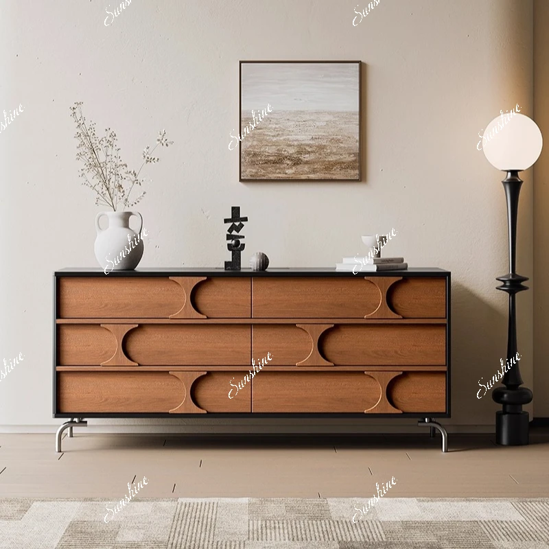 Bedroom wall storage cabinet vintage solid wood multi-layer storage cabinet