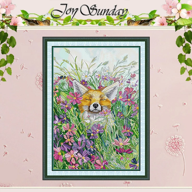 The Intoxicated Fox Patterns Counted Cross Stitch Set DIY 11CT 14CT 16CT Stamped DMC Cross-stitch Kit Embroidery Needlework