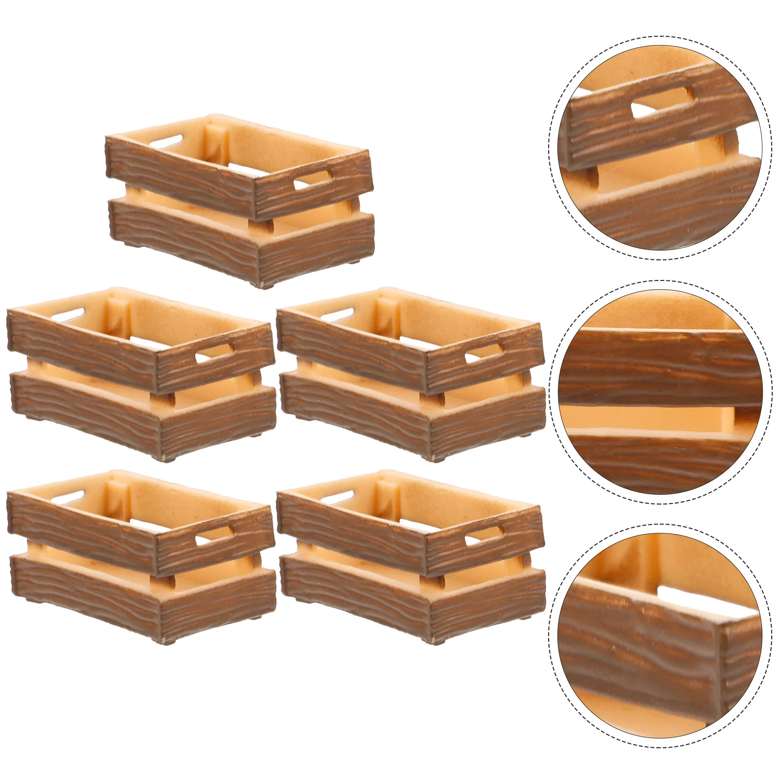 5 Pcs House Wooden Frame Mini Toys Crates Miniature Ornament Miniatures Accessories