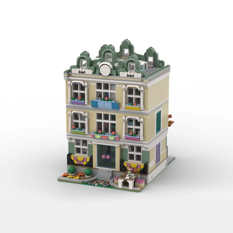 Ciudad escena de calle Moc Modular Art School Corner modelo DIY, juguete creativo para niños, regalo, bloques de construcción, MOC-103824