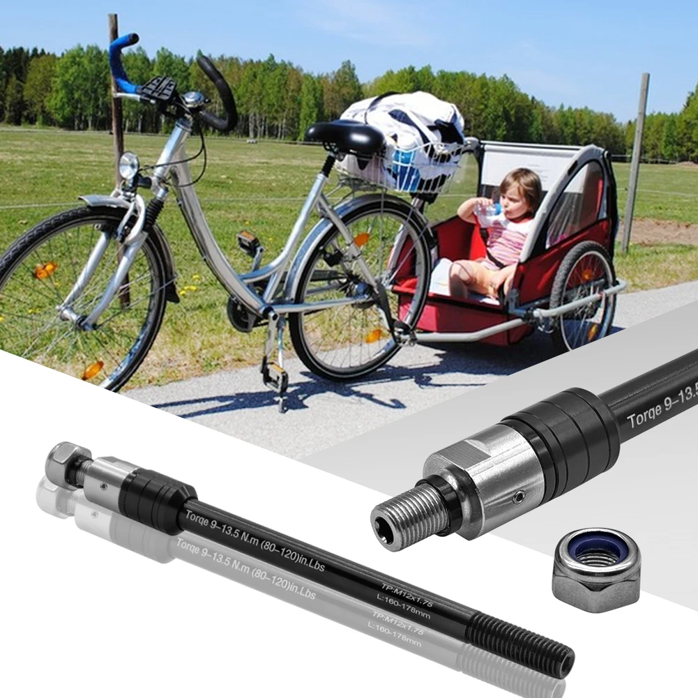 M12 P1.0/1.5/1,75 remolque de bicicleta eje pasante 160-178mm remolque de carga eje pasante eje de enganche de remolque de bicicleta para enganches de remolque de bicicleta