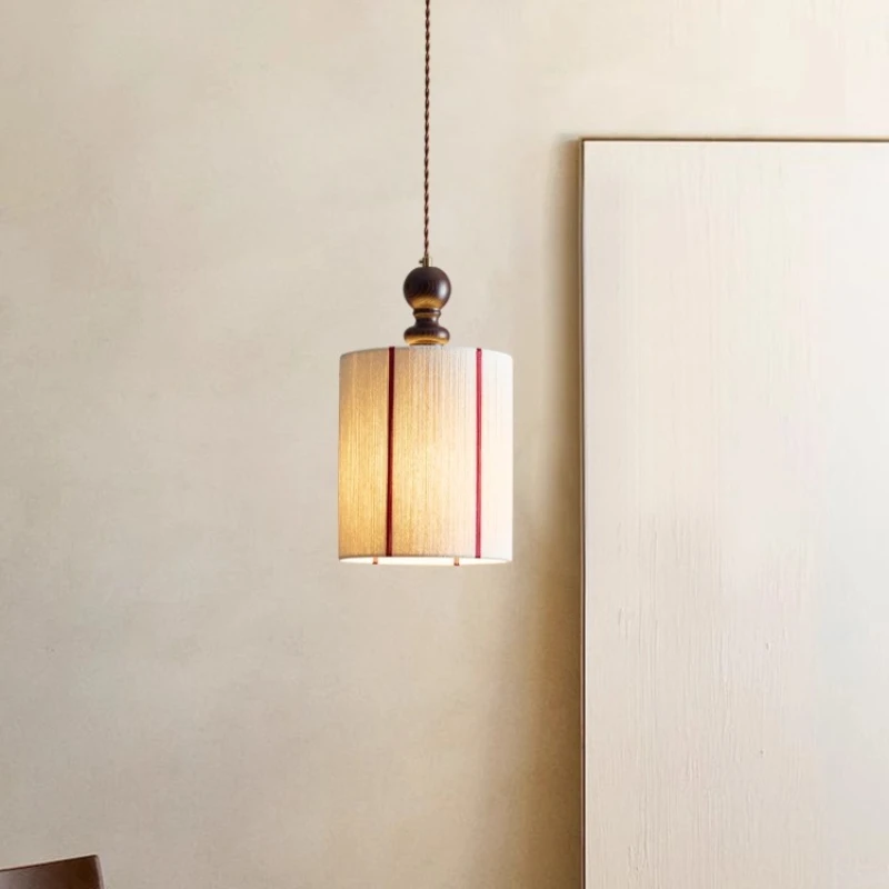2026 for French Retro Cylindrical Hemp Rope LED Ceiling Pendant Light for Study Living Room Bedroom Restaurant Adjustable