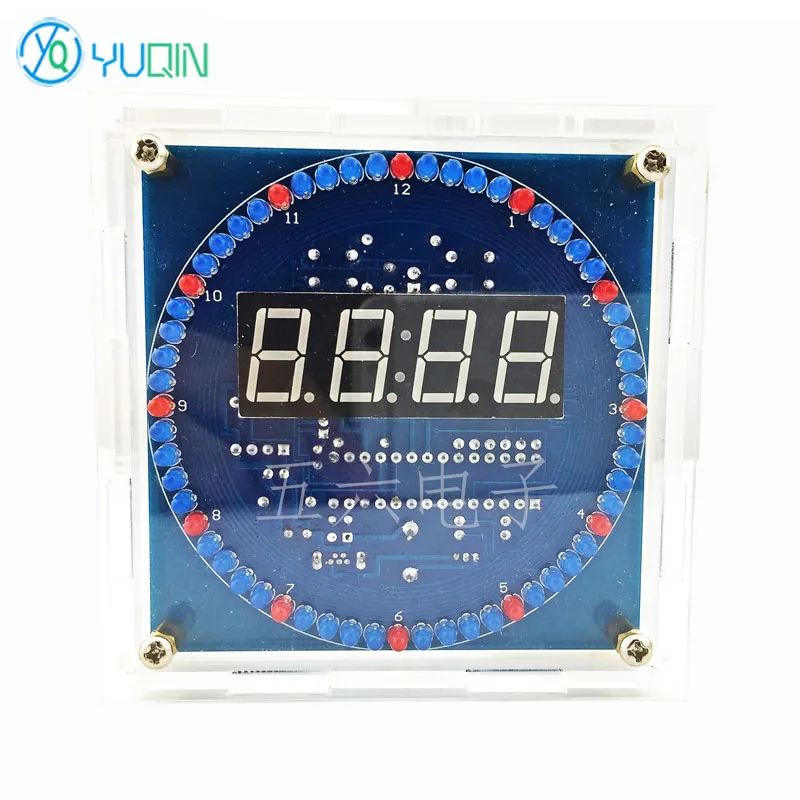 Four Position Rotating Electronic Clock Temperature Controlled Optical DS1302 LED Kit DIY Loose Parts