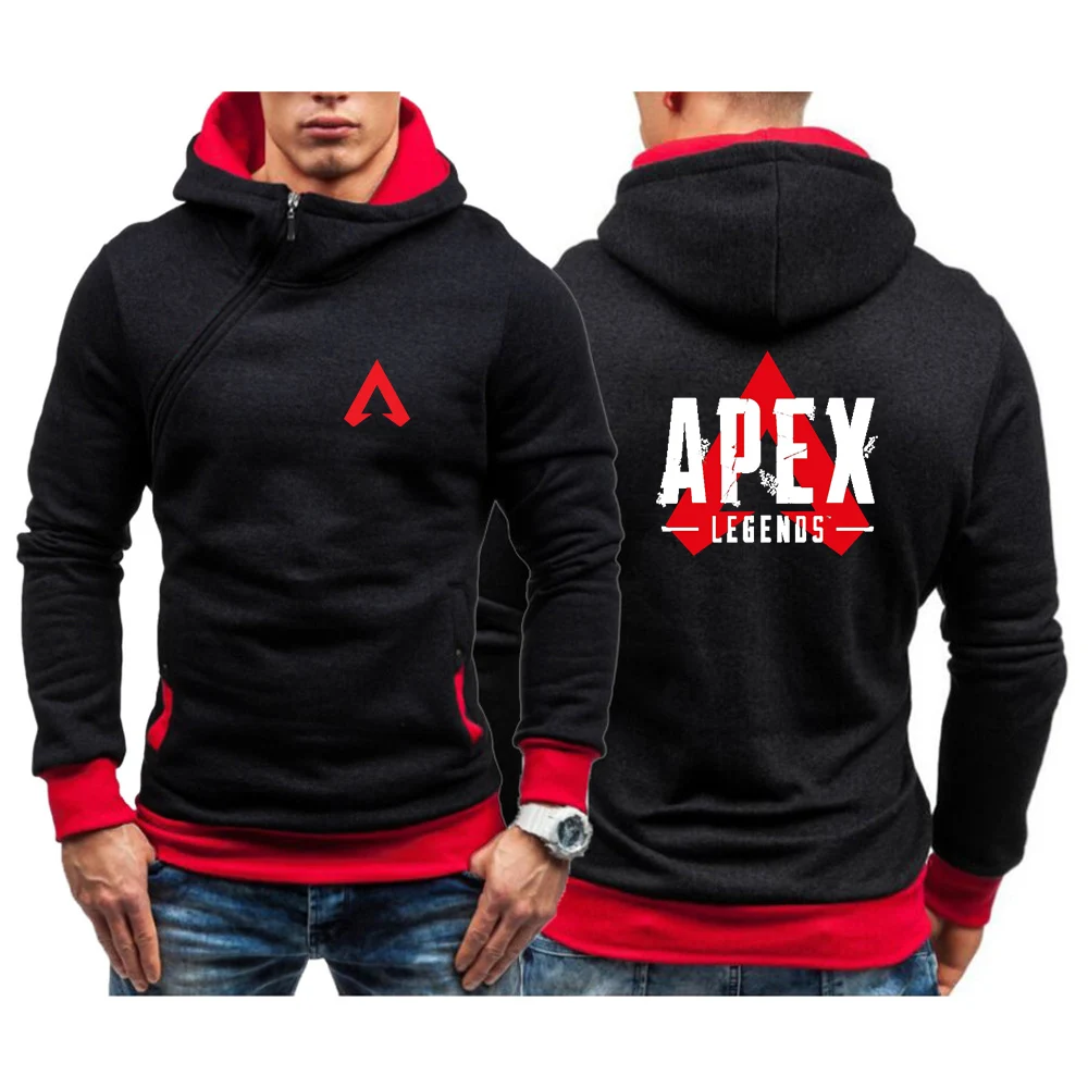 Apex Legends Game 2024 New Men's Fashion Print Five-Color Solid Color Sweatshirt Hoodie High Quality Diagonal Zipper Casual Tops