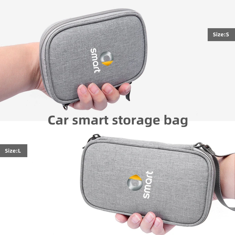 Sac de rangement portable de voyage pour clés de voiture, permis de conduire, câble, gadget, poudres de cartes pour Smart 451 brabus Smart 453 fortwo