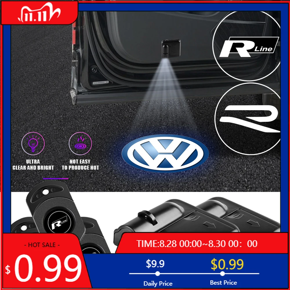 

Крышки ступицы 2 шт. Автомобильный беспроводной HD проектор Свет Авто двери Лампы приветствия для Volkswagen Golf R Rline Tiguan Touareg Polo GTI Passat