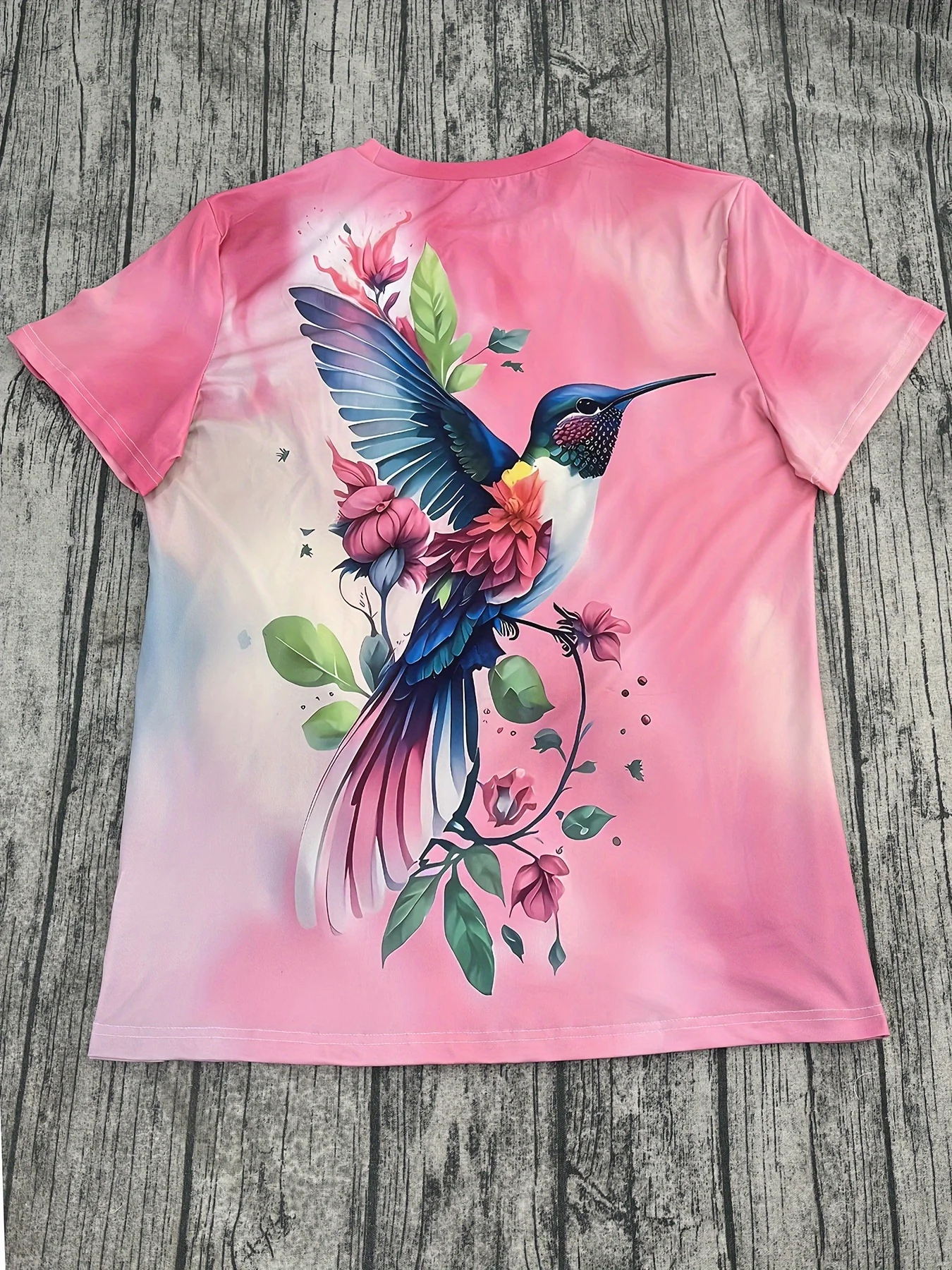 2026 Summer Fashion Rainbow Magpie T-shirt Shaped Adult 3D Retro T-shirt Round Neck Children's Vacation Beach T-shirt Large