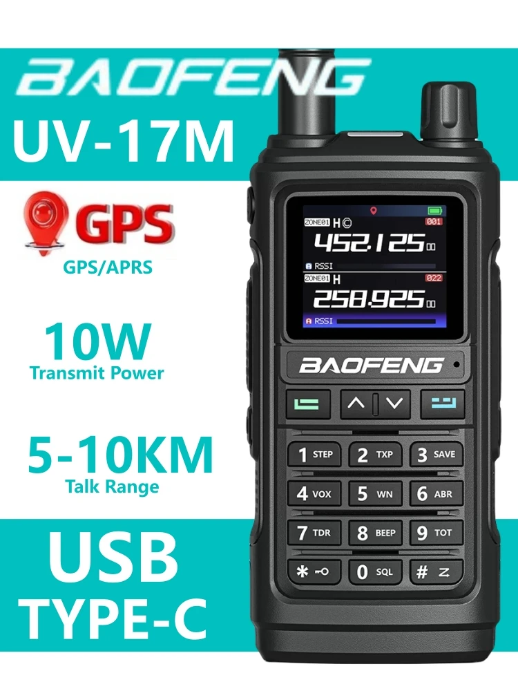

Baofeng Uv-17 GPS/Aprs Беспроводная частота копирования Многодиапазонная рация дальнего действия Зарядное устройство Type-C Беспроводной набор для кемпинга