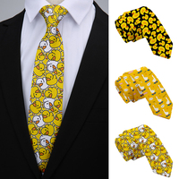 Cartoon duck print men's tie fashion casual 8cm yellow novelty tie men's unique accessories wedding party business gifts