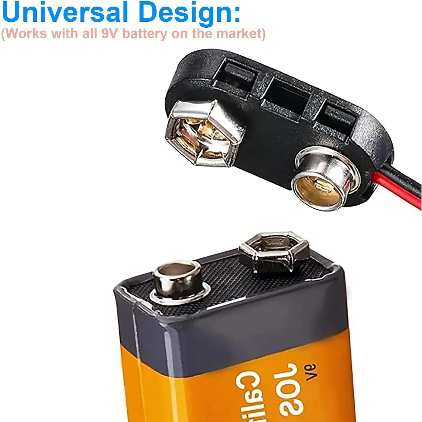 10Pcs 15cm 9V Battery Snap Connector Clip, I-Type Plastic Shell Wiring Buckle for DIY Electronics Repair