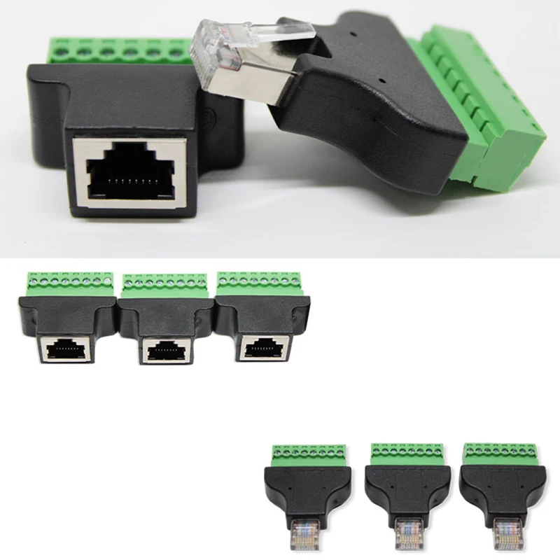 RJ45 to 8 Pin Soldeing-free Terminal Network Extension Connector Connector Terminal Power Cord Male Female RJ45 to 8P Adapter