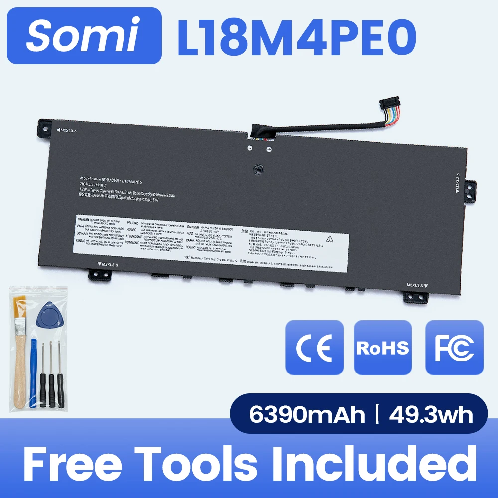 Somi L18M4PE0 L18L4PE0 Laptop Battery For Lenovo Yoga C740-14IML 81TC000JUS Series 5B10W67185 5B10W67296 L18C4PE0 6390mAh