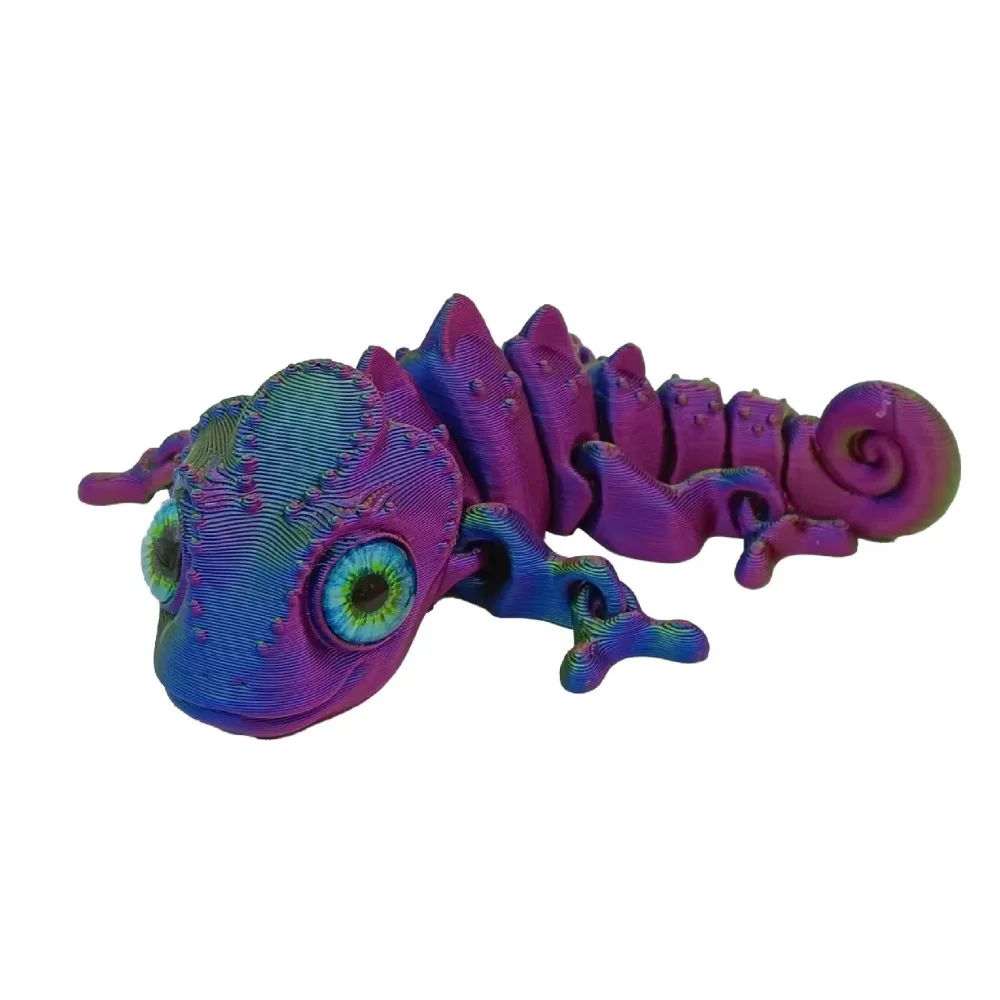 Multi-joint 3D Printing Lizard Simulation Eyes Desktop Ornament Lizard Figures Movable Multi-color Gradient