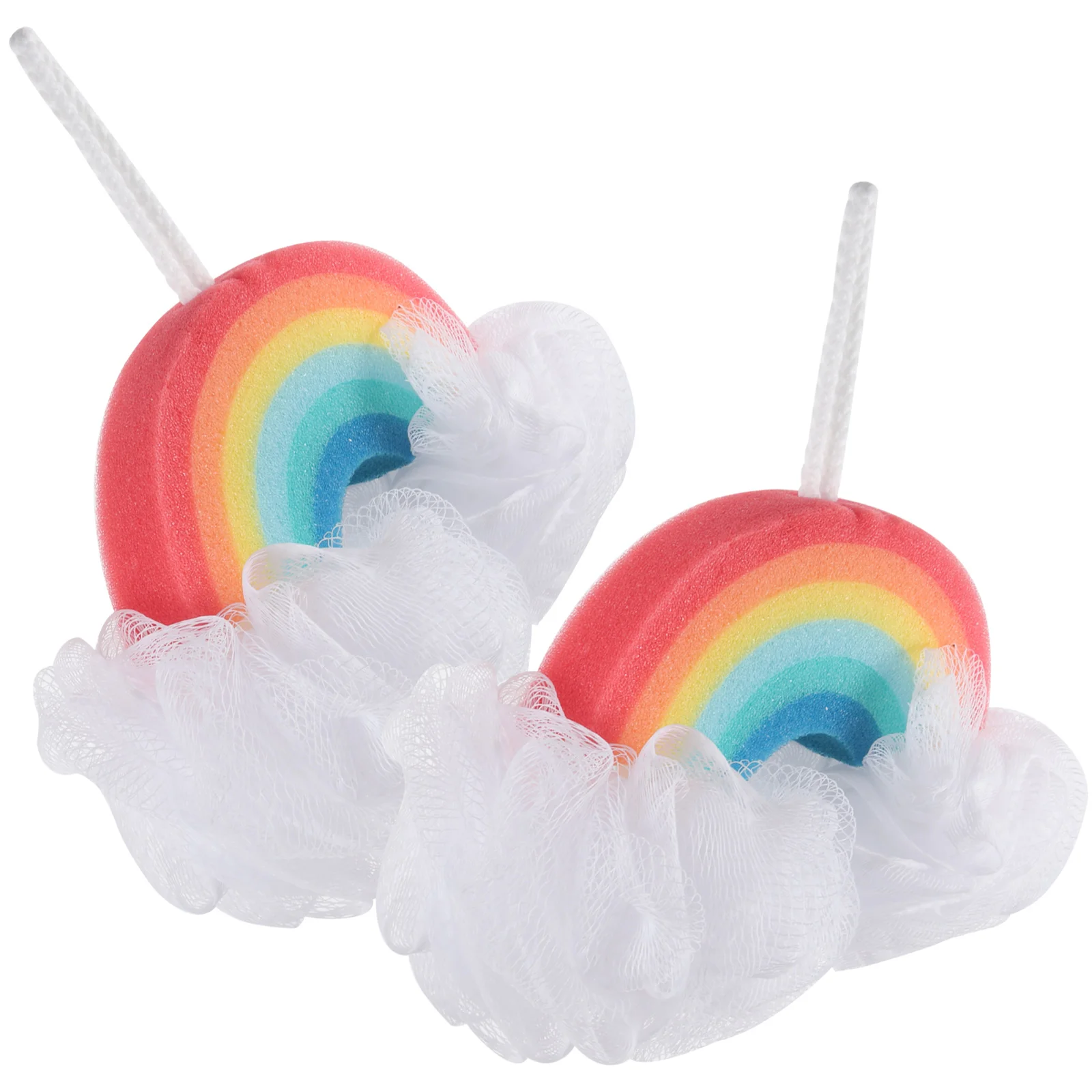 2 Pcs Rainbow Bath Sponge for Delicate Skin Colorful Kids and Towels Toy Gentle Exfoliation Cleaning