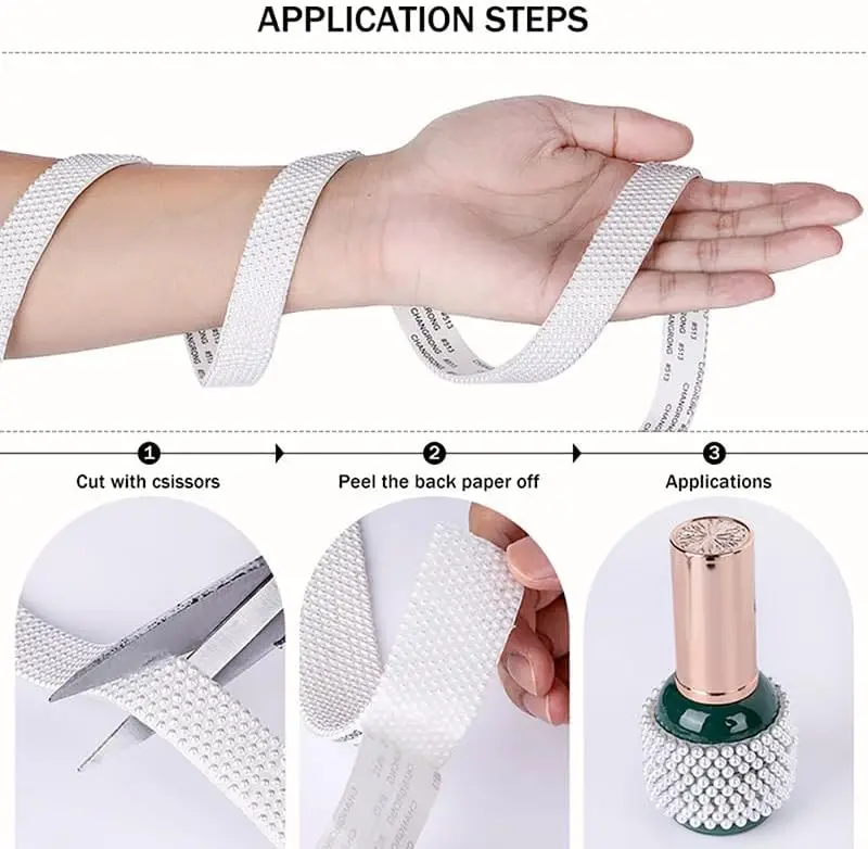 10 Yards Perlenstreifen Band Selbstklebendes Klebeband Künstliche Perle Wrap Roll Aufkleber Perlenbesatz DIY Handwerk Hochzeit Party Dekor – Detail 1