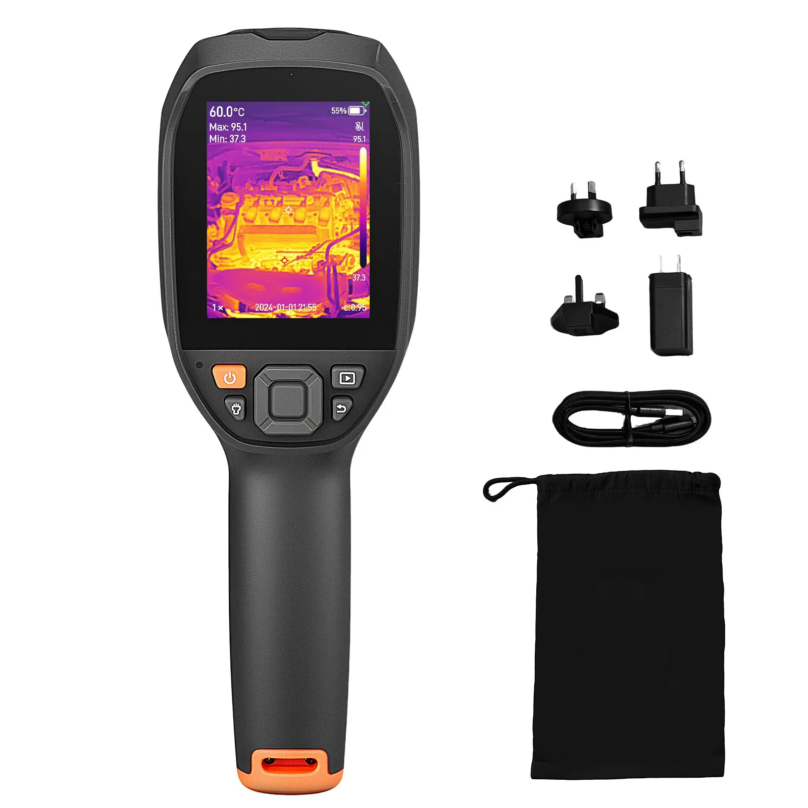 VEVOR Pro Thermal Imaging Camera 512 x 384 TISR Super Resolution 3.45 inch LCD Infrared Thermal Imager with 2MP Visual Camera