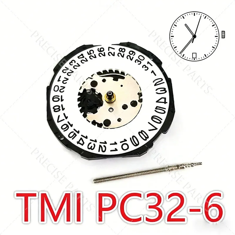 TMI PC32 PC32A-6 Japan Quartz Movement 3 Hands Date Display