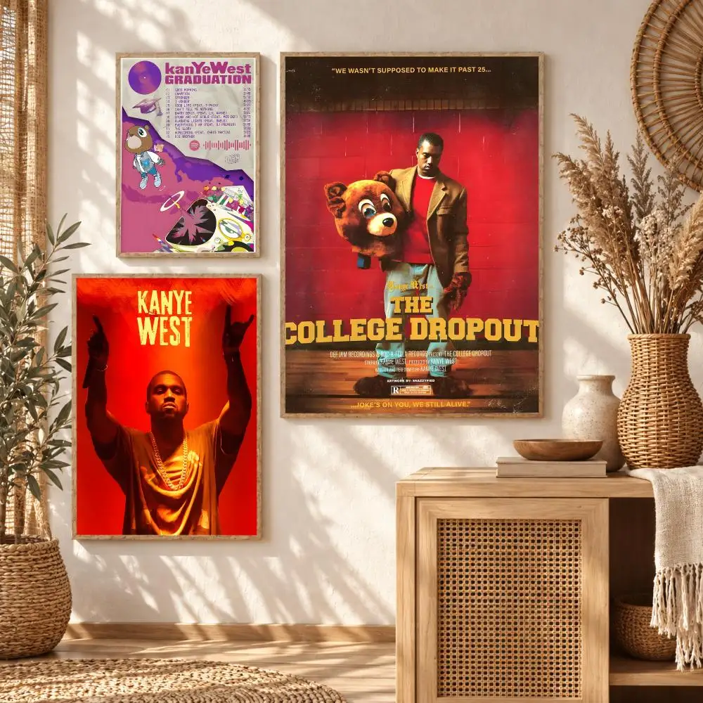 Singer K-Kanye West Rapper Poster Modern Waterproof Wall Art for Bedroom Living Room Bar Hallway Decor