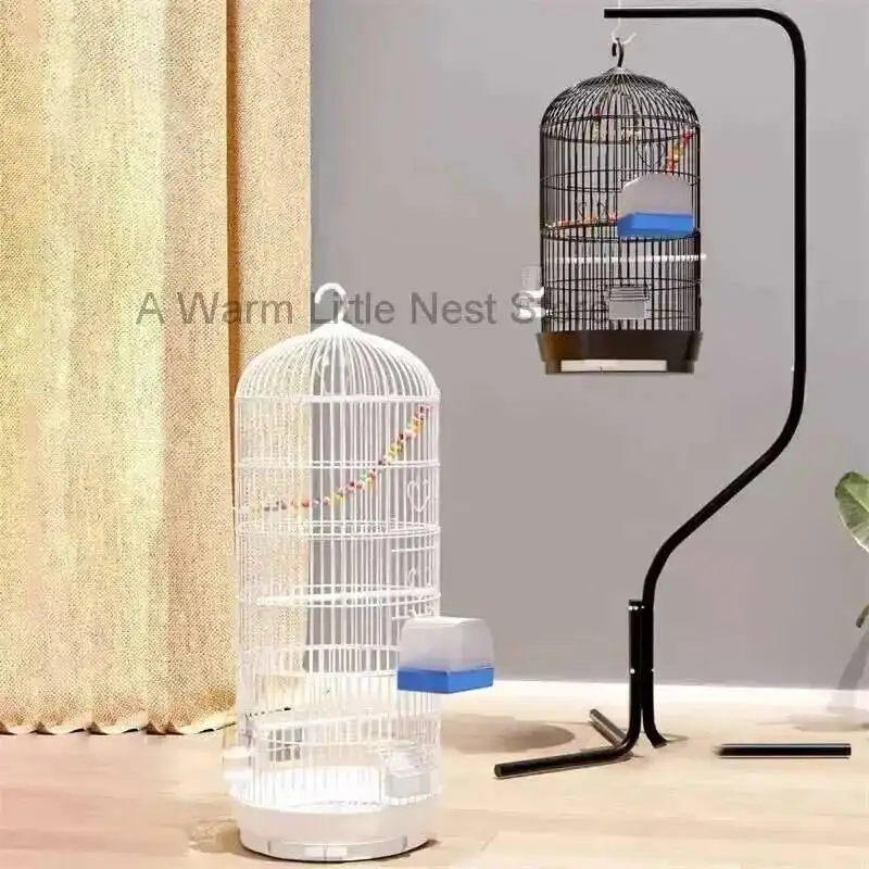 

Nordic Wrought Iron Bird Retro Household Round Metal Parrot Cage Large Size Luxury Bird Villa Creative White Parrot House L