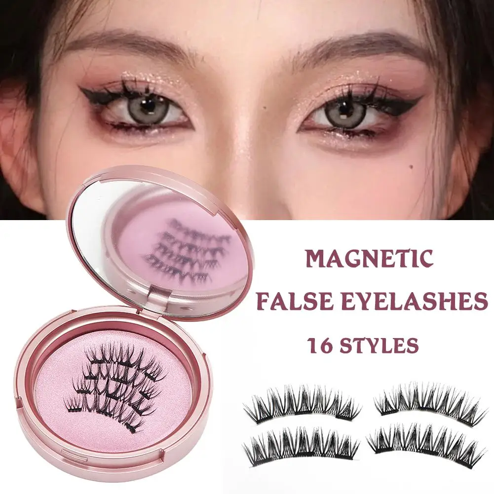 Cílios postiços magnéticos sem magnético, 4 cílios sem adesivo, Estilo Natural Clamp Eyelash, V9E7