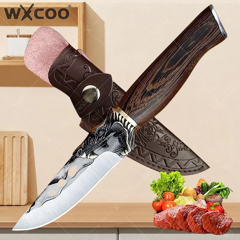 WXCOO Handmade Butcher Knife Meat Cleaver Knife Forged Kitchen Boning Knife Stainless Steel for BBQ