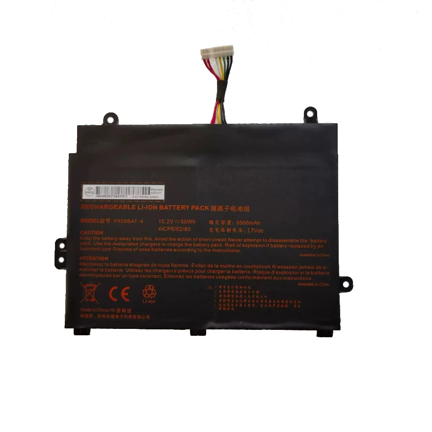 Laptop Battery P950BAT-4 6-87-P950S-51E00 6-87-P950S-51E01 For Q5 Q6 P955EP6 P950KP6 P950HP6 P957HR T96E T97 Series 15.2V/55Wh