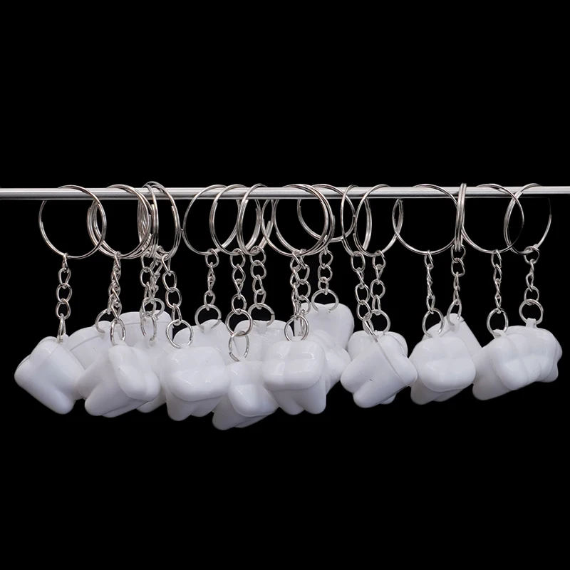 5pcs Tooth Shape Milk Teeth Box Plastic Keychain Kids Teeth Storage Case Organizer Baby Child's Tooth Souvenir Save Container