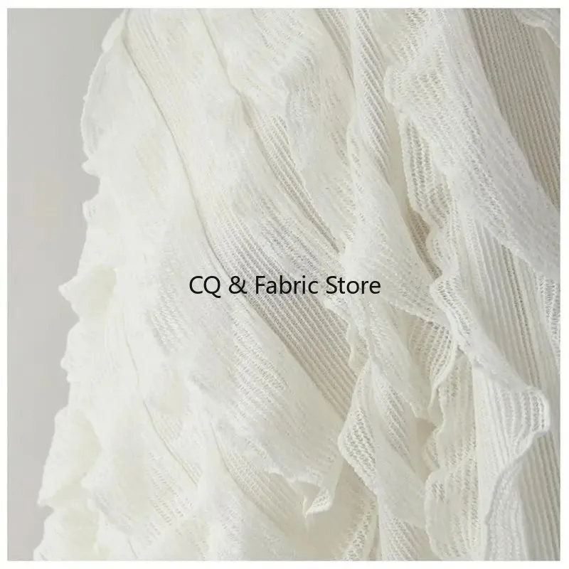 Curved Leaf Texture Lightweight Knitted Sweater Dress, Camisole Skirt Fabric, Designer Fabric Sewing Accessories