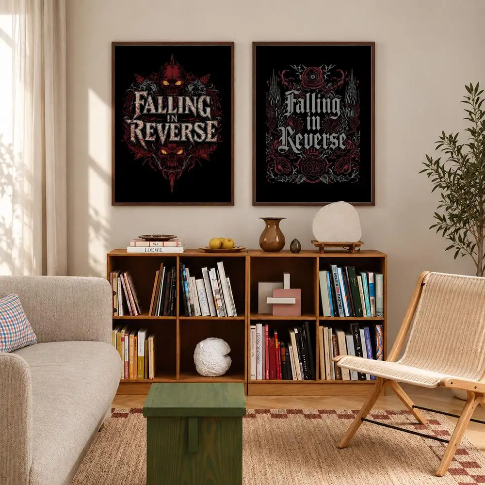 Emotional Alternative Rock Band Falling in Reverse Poster Self‑Adhesive Waterproof Poster Sticker Wall Art Home Decor
