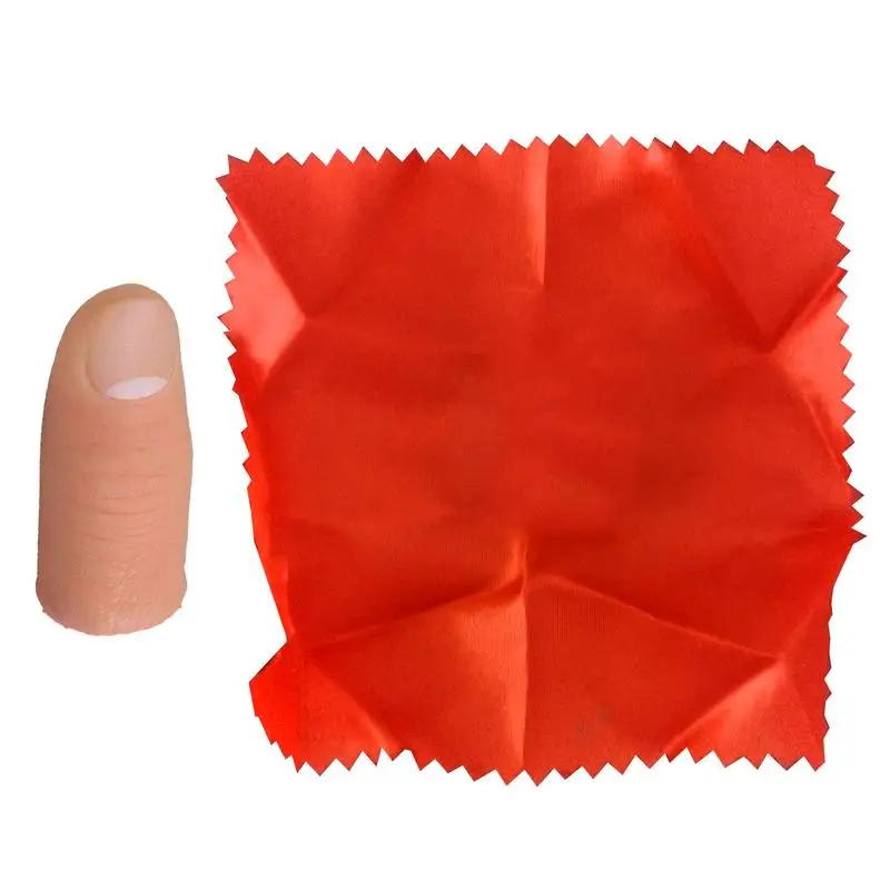 Finger Magic Tricks Phantasy Props Close Up Vanish Appearing ABS Finger Thumb Tip Red Silk Clothing Prosthetic Finger toy