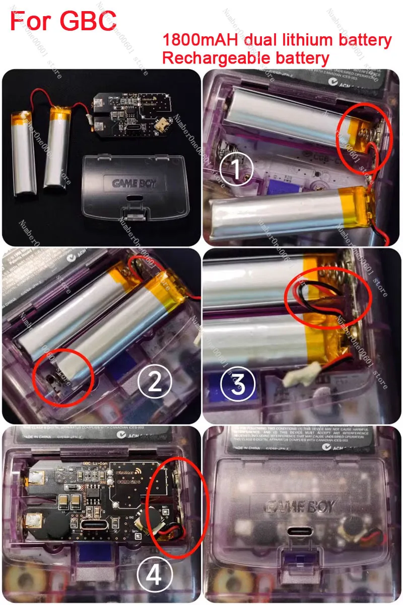 Rechargeable lithium battery module 1800mAH lithium battery for GBC can be unloaded and used