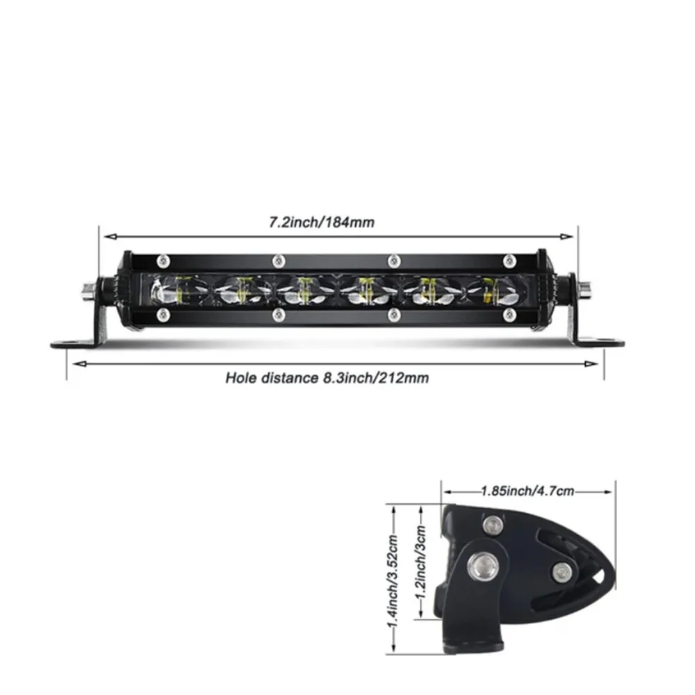 6D 8 Inch LED Work Light Bar White Yellow Spotlight 8'' Ultra Strip  Slim Barra LED 4x4 for Offroad Truck 4x4 ATV Motorcycle
