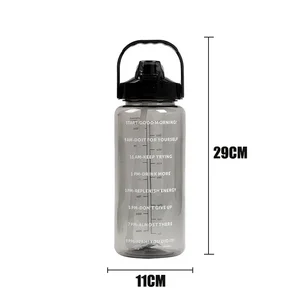 Plastic water bottle with straw, large portable kettle, sports fitness glass, great fat, adult, universal, travel, 2 liters 8 Main Sales Water bottle 2 liters - №5